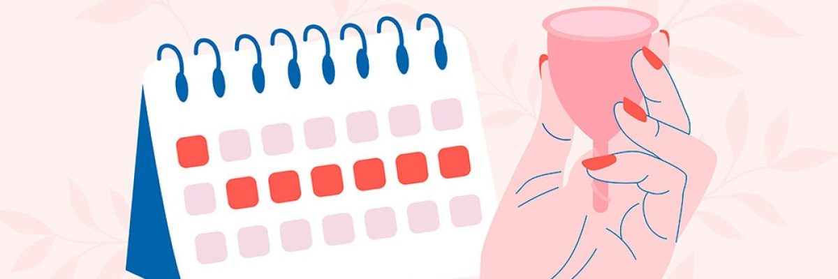 menstruation_period_flat_design_background_hand_holding_a_menstrual_cup